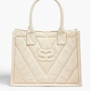NWT $320 SANDRO Kabash quilted tote bag ecru / white